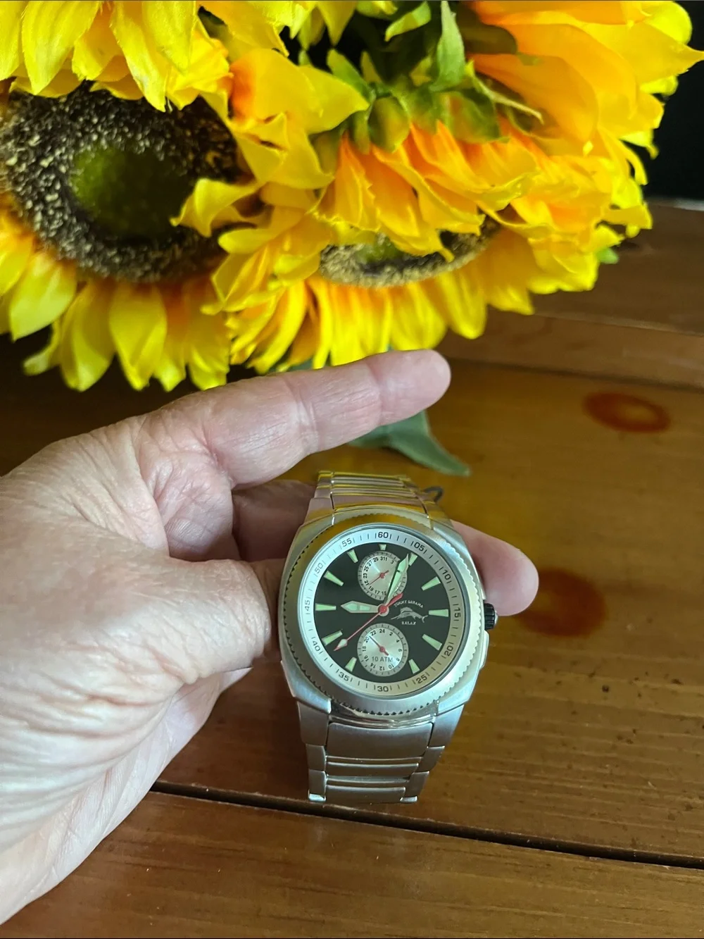 Tommy Bahama Silver Stainless Steel Men's Watch with Black Dial
